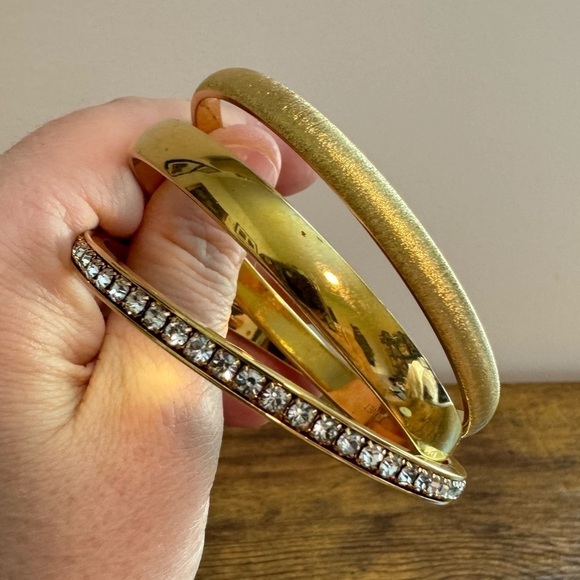 Vintage Monet Avon Goldtone Bangle Bundle x3 - Picture 1 of 15